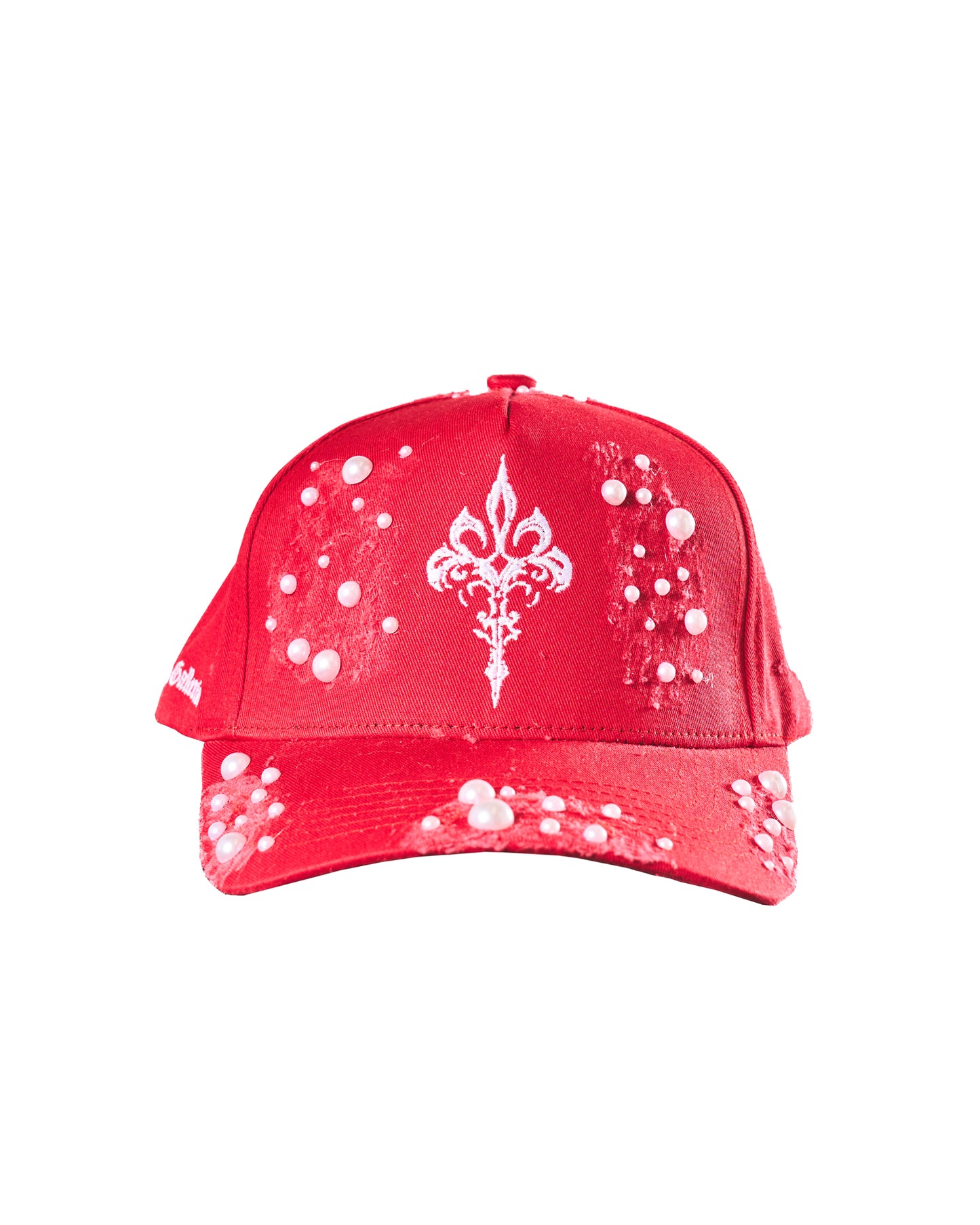 Sainted BLOODLINE red hat with hand-set gems by Saint Galleria — view 3