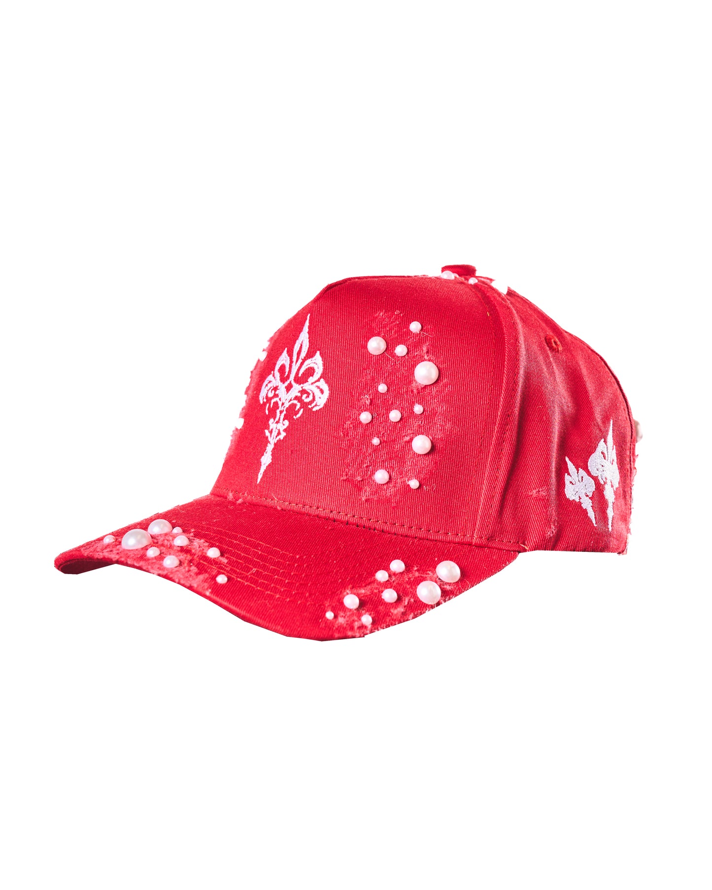 Sainted BLOODLINE red hat with hand-set gems by Saint Galleria — view 4