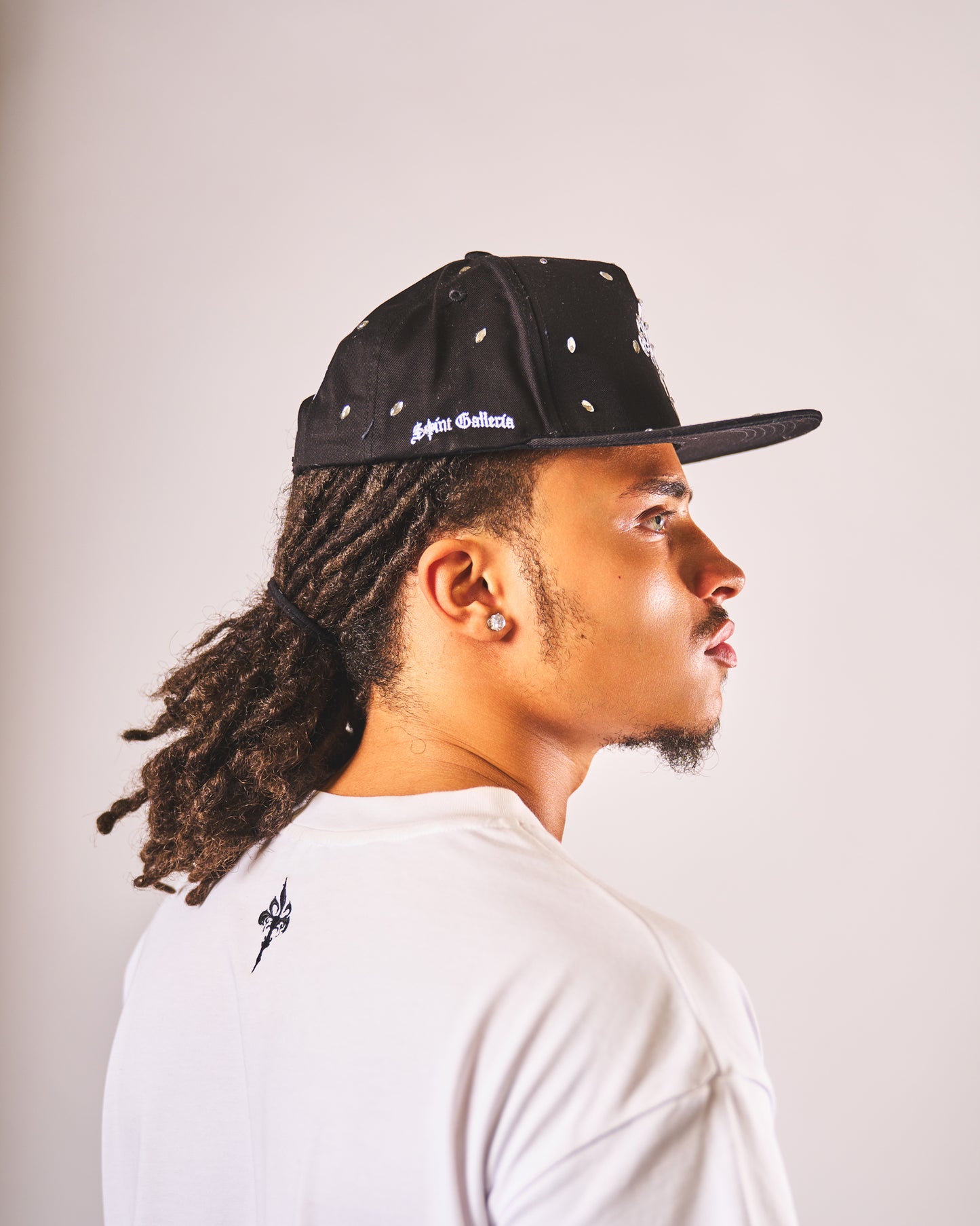 Sainted black JEWEL hat with hand-set gemstones by Saint Galleria — view 3