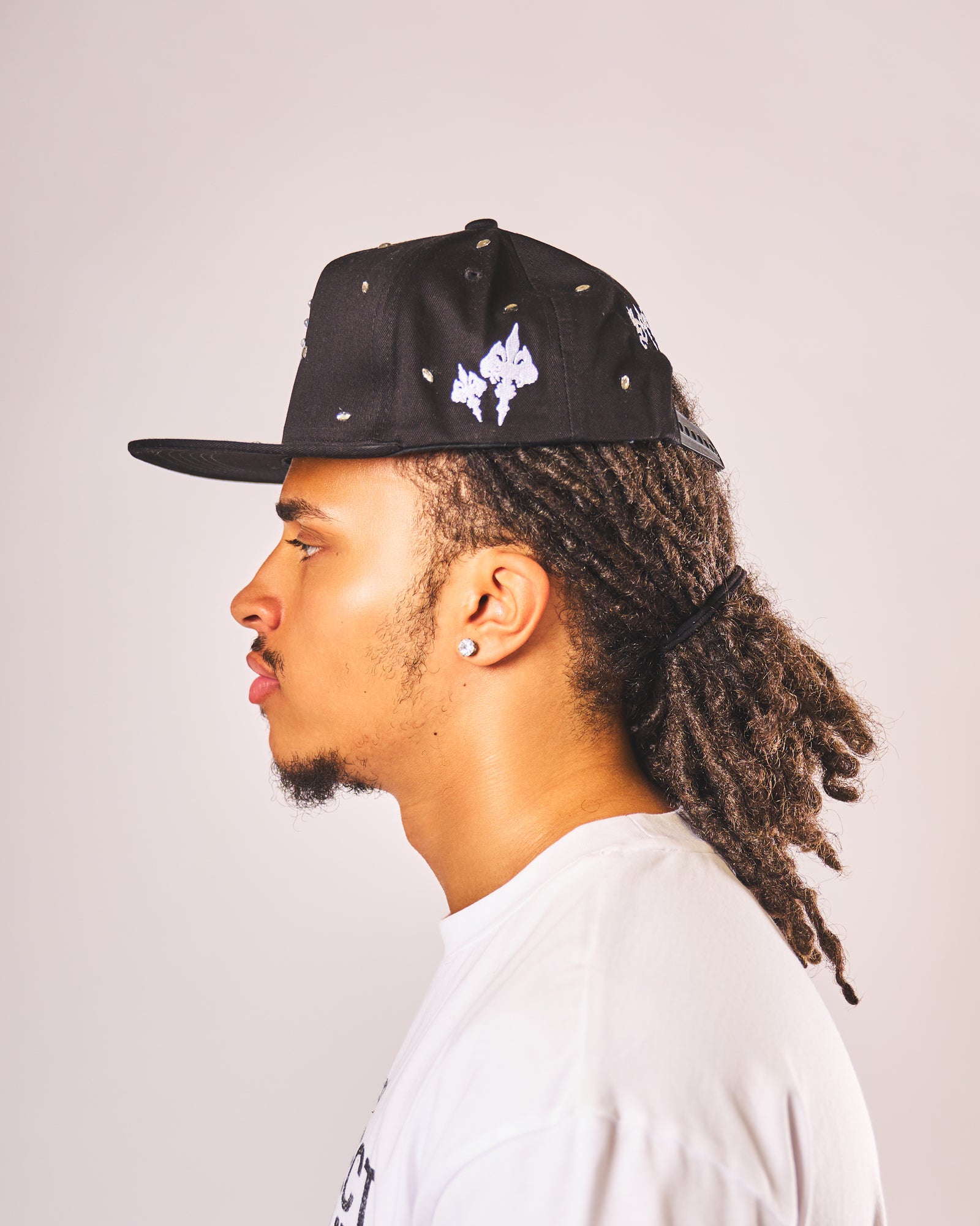 Sainted black JEWEL hat with hand-set gemstones by Saint Galleria — view 4
