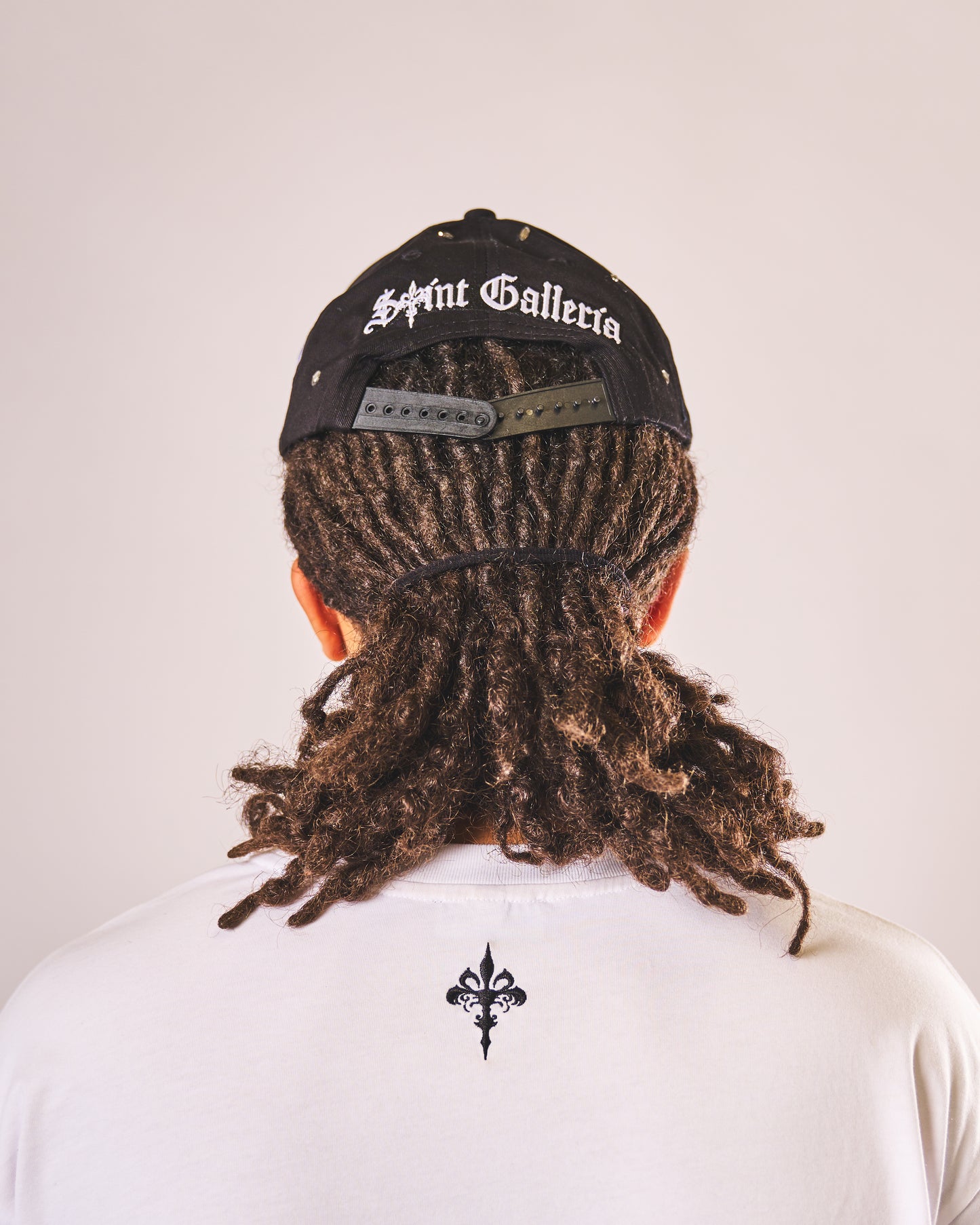 Sainted black JEWEL hat with hand-set gemstones by Saint Galleria — view 2